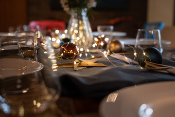 Decorated Christmas table setting - 547596948