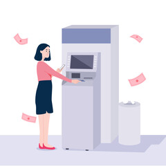 Woman withdrawing money at atm