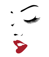 Womans face whit red lips on illutrator
