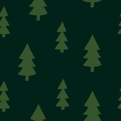 christmas tree seamless pattern hand drawn in doodle style. silhouette, simple, minimalism, monochrome