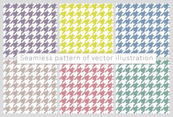 Set of houndstooth seamless patterns. Vector illustration for background.