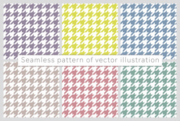 Fototapeta premium Set of houndstooth seamless patterns. Vector illustration for background.