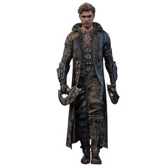 Brooding warrior epic fantasy man in a long jacket, 3D Illustration, 3D Rendering © Seeker Stock Art