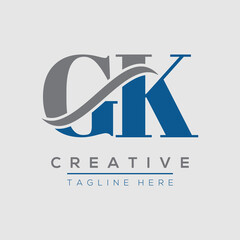 Initial Letter GK logo template. Monnogram, delicate floral design ,Vector design