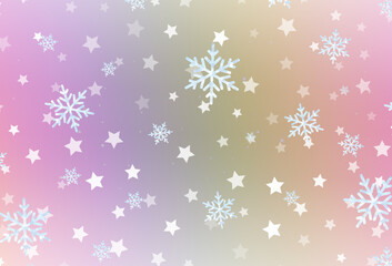 Light Multicolor vector template with ice snowflakes, stars.