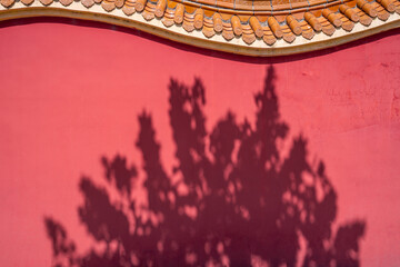 retro red wall yellow tile background material