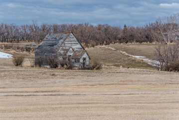 The old, abandoned white church in Neidpath, Saskatchewan