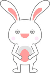 Rabbit Cartoon. Cute Rabbit Cartoon. Bunny Cartoon. Cute Bunny Cartoon with Easter Egg.
