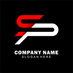  letter SP logo. SP Letter Design Vector with black