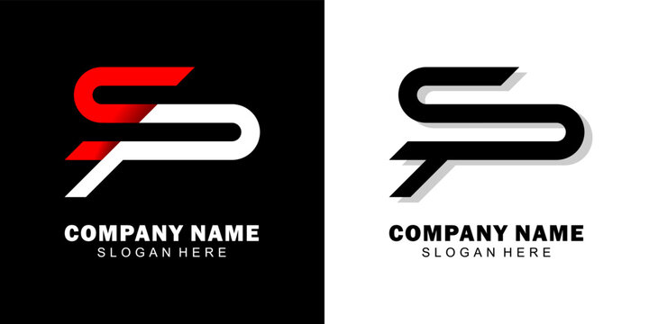  letter SP logo. SP Letter Design Vector with black