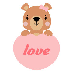 Teddy bear love valentines day, Falt vector