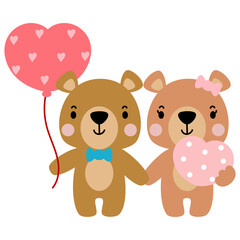 Fototapeta premium Teddy bear love valentines day, Falt vector