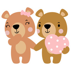 Teddy bear love valentines day, Falt vector
