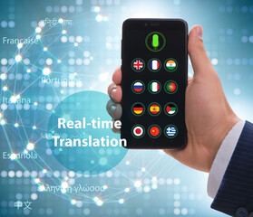 Concept of real time translation with smartphone app