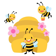 Obraz premium Honey Bee Flat Clipart