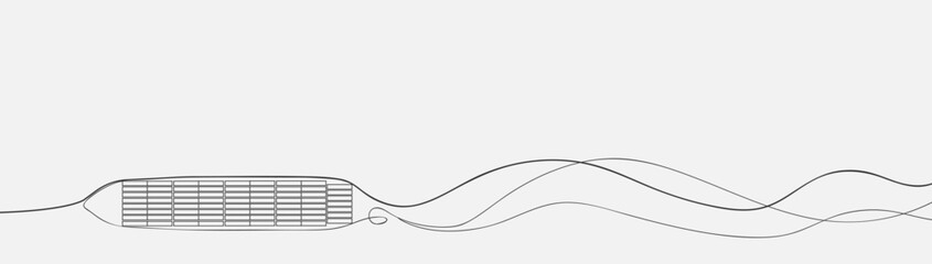 Continuous line drawing. Container ships cargo. Logistics, import-export, shipping, and transportation. Vector illustration