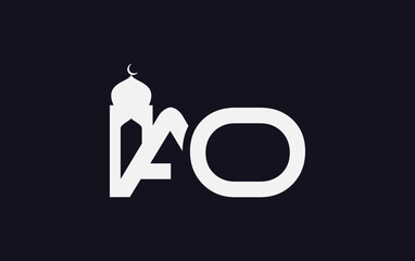 Islamic mosque logo and minar icon and symbol design vector with letters and alphabets