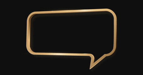 Golden speech bubble luxury icon on dark background. Vector illustration