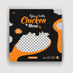 Chicken food menu and social media post design template