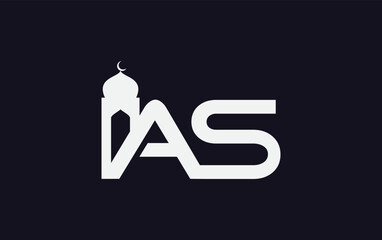Islamic mosque logo and minar icon and symbol design vector with letters and alphabets