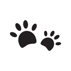 Fototapeta na wymiar Dog or Cat Paw Print, Animal Foot. Flat Vector Icon illustration. Simple black symbol on white background.