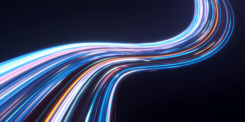 futurist 3d abstract light trail neon blue multicolor spectrum background. 3d light illustration render  © boommaval