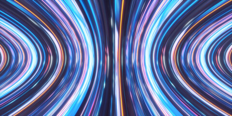futurist 3d abstract light trail neon blue multicolor spectrum background. 3d light illustration render 