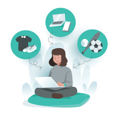 Illustration graphic of Browsing on the Internet. Perfect for banner, social media, etc.
