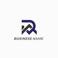 design logo combine letter R and roof building