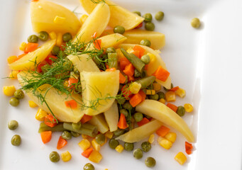 Close up shot of a mixed vegetables on the plate. Food