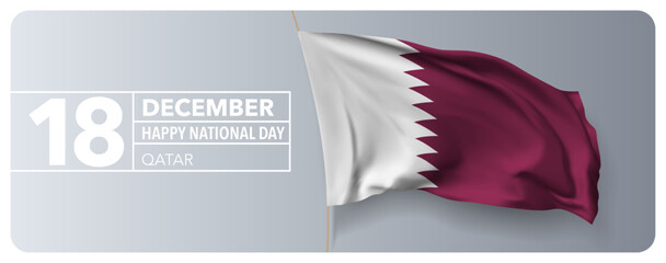 Qatar happy national day greeting card, banner vector illustration