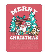 Merry Christmas and happy new year greeting card illustration
