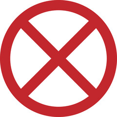 Big dark red do not round circle crossed sign, don't doing something, stop or prohibited isolated tranparent prohibited x circle sign