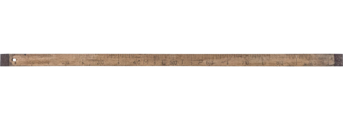 vintage wooden long ruler. isolated on a transparent background