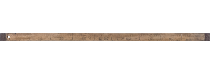 vintage wooden long ruler. isolated on a transparent background