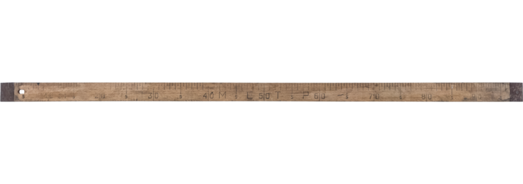 vintage wooden long ruler. isolated on a transparent background