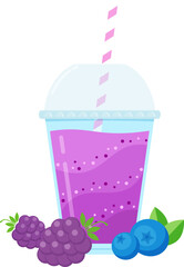 Fresh fruit smoothie shake cocktail set vector illustration. Glass with layers of sweet vitamin juice cocktail or protein shake in rainbow colors with fruits for smoothies summer menu