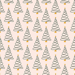 Vector flat hand drawn christmas seamless pattern