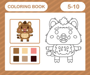 coloring pages cartoon boar,education game for kids age 5 and 10 Year Old