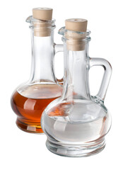 Bottles with oil and vinega
