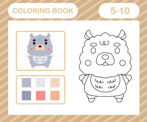 coloring pages cartoon Llama,education game for kids age 5 and 10 Year Old