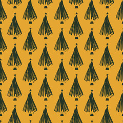 Obraz premium Vector flat hand drawn christmas seamless pattern