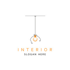 Lamp pendant furniture. Minimalist line art logo emblem. Template design for branding
