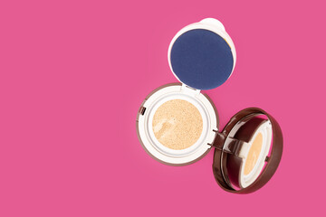 cushion cosmetic, make-up base, sponge with foundation cream powder for the face