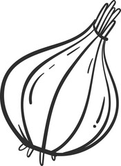 Sketch onion vegetable icon vector illustration. Black line contour sketch vegetable icon on white background for restaurant menu vintage design