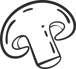 Sketch mushroom vegetable icon vector illustration. Black line contour sketch vegetable icon on white background for restaurant menu vintage design