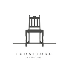 Chair logo design isolated on white background. Furniture for home. Creative advertising brand promotion.