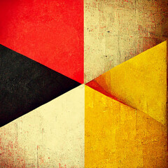 Abstract contemporary modern watercolor art. Minimalist yellow, black and red shades illustration.