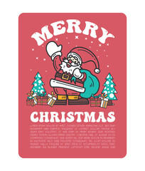 Merry Christmas and happy new year greeting card illustration
