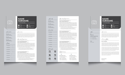 Resume CV Template Black and Gray Resume and Cover Letter Header Layout